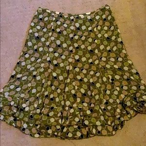 Loft Green Patterned Skirt